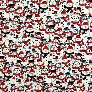 1 yd Marching Snowmen F2346 Laurie Godin Northcott Cotton Flannel Fabric Red BTY